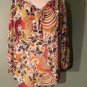 Women's Charter Club Floral Sheer Blouse Petite Large